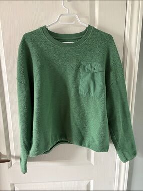 Roots Green Crewneck Sweater with Chest Pocket